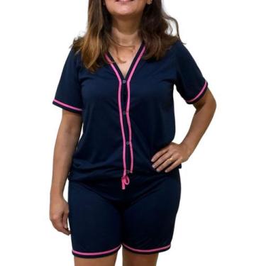 Imagem de Pijama Verão Feminino Americano Liso - Wju Jeans, GG, Azul marinho