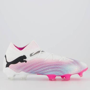 Imagem de Chuteira Puma Future 7 Ultimate FG/AG Campo Branca e Rosa, 37