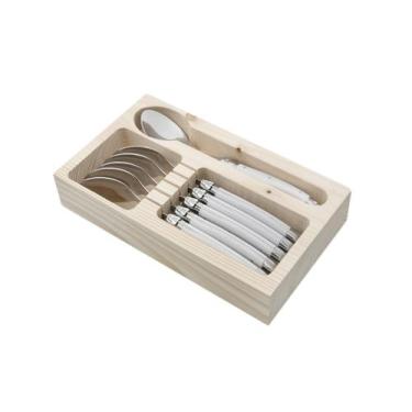 Imagem de Conjunto 6 Colheres Laguiole Em Bandeja De Madeira Branco - La Tour