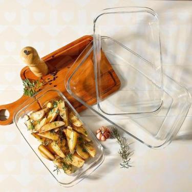 Imagem de Kit 2 Melhores Assadeiras 2,2L Travessas Vidro Forte Lasanheira - Casa