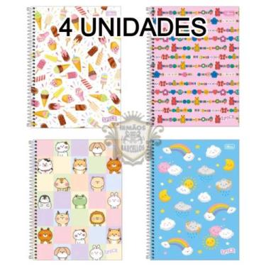 Imagem de Kit 4 Cadernos Espiral 80 Folhas Universitário Spice Capa Dura - Mater