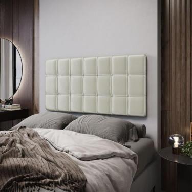 Imagem de Painel Rana 140 Veludo Aradecor, Bege, CASAL PADRãO