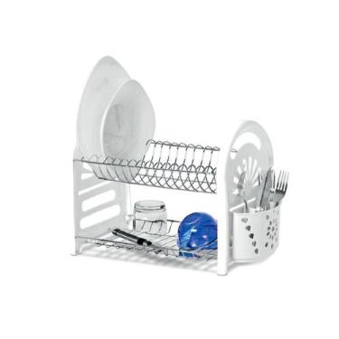 Imagem de Escorredor Louca Mimo Duplo C/ Porta Talher Branco - Niquelart