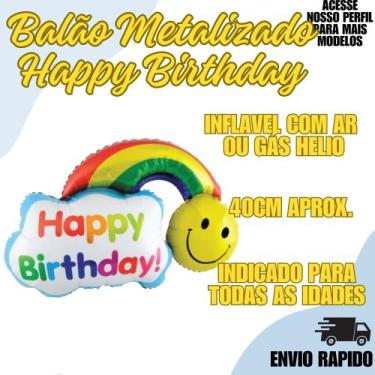 Imagem de Balão Metalizado Happy Birthday 40cm Festa Decoraçao Aniversario - Crg