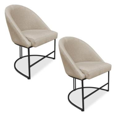 Imagem de Kit 02 Cadeiras Poltrona de Jantar Bela Suede Base Metálica Industrial