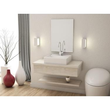 Imagem de Bancada Metrópole 806w 80cm C/Cuba Q39 e Espelheira - Compace, Branco