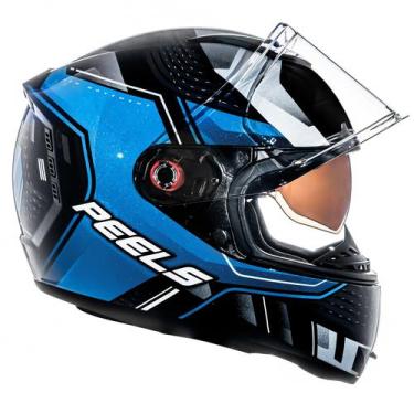 Imagem de Capacete Masculino Peels Icon Force Azul Oculos Interno Moto, Preto Br