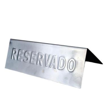 Imagem de PLACA MESA RESERVADO 5,9x5x15CM EM INOX PLACA PARA RESTAURANTE RESERVA