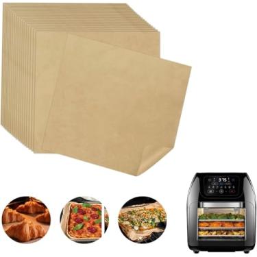 Imagem de Forros de fritadeira de ar descartáveis, compatíveis com acessórios de fritadeira digital multifuncional CHEFMAN de 10 Qt, papel pergaminho não branqueado, 200 peças de papel antiaderente quadrado