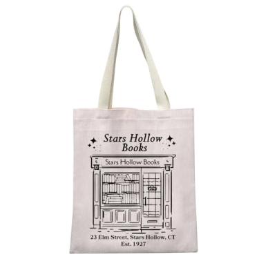 Imagem de XYANFA Bolsa de compras inspirada em meninas Glmore para fãs de programas de TV, presente para melhor amiga, bolsa de livros vazados (bolsa vazada com estrelas)