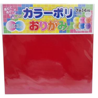 Imagem de Papel p/ Origami Material Plástico 15cm 14 Fls 7 Cores Lisas - EHIME S