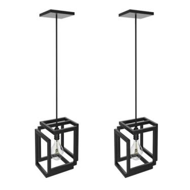 Imagem de Kit 2 Pendentes Luminárias Teto Infinity Industrial Preto - Unidas, Bi