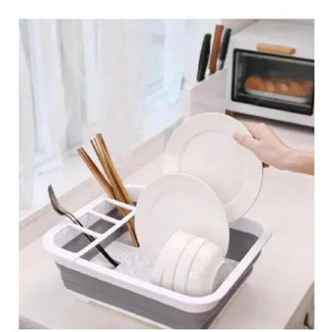 Imagem de Escorredor De Louça Talher Pratos Silicone Dobrável Copo Talheres - df