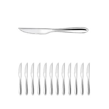 Imagem de Conjunto 12 Faca De Mesa Para Carne Churrasco  Aço Inox 21cm - Rio Tij
