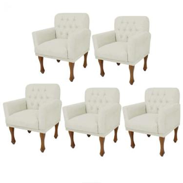 Imagem de Kit 05 Poltrona Cadeira Decorativa  Mona com Strass Sala de Estar Rece