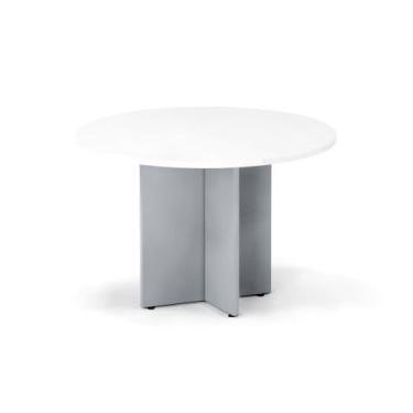 Imagem de Mesa Reunião Redonda Pé Painel P25 Pandin 1,10 M Branco e Cinza