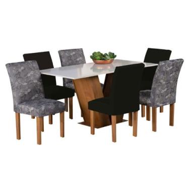 Imagem de Kit 6 Capas Para Cadeira Malha Estampada E Lisa Varias Cores Mesa De J