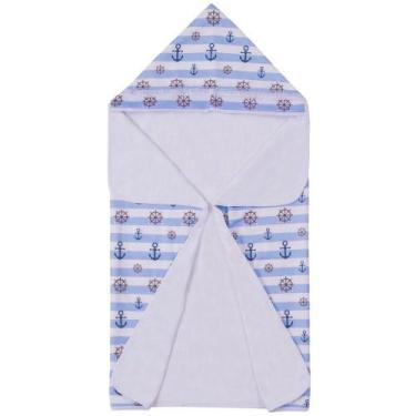 Imagem de Toalha de Banho Bebê Marinheiro Azul com Capuz - Miguel Baby