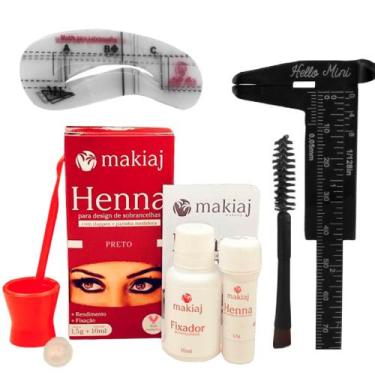 Imagem de Henna Makiaj Sobrancelha Com Kit Designer Paquimetro Pincel Duplo e 6 