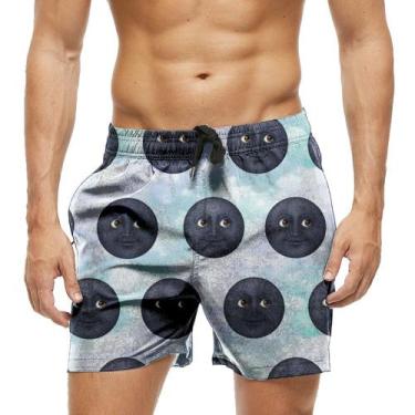 Imagem de Short Praia Shorts Banho Bermuda Verão Emoji Lua Cheia Face 710 - SMOK
