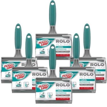 Imagem de Kit 6 Rolo Adesivo Lavavel Flashlimp Tira Pelo Fiapo Atacado