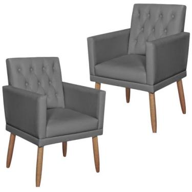 Imagem de Kit 2 Poltronas Capitone material sintético para Manicure Sala de Esta