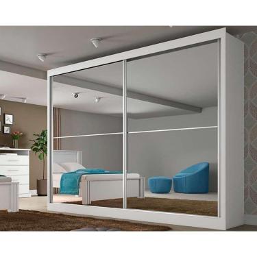 Imagem de Guarda Roupa Casal 2 Portas de Correr e 4 Gavetas c/2 Espelhos Verona Plus Branco - Europa