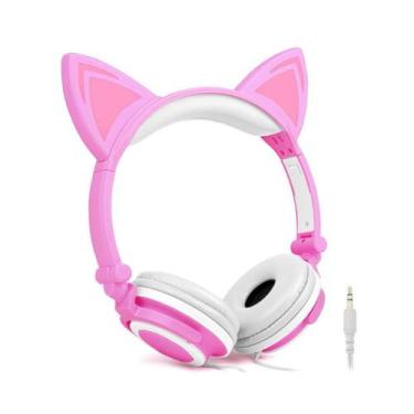 Imagem de Fone De Gatinho (Headphone) Com Led - Branco E Rosa - DRAIK