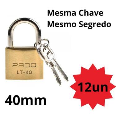 Imagem de Kit 12 Cadeado Pado De 40mm Mesmo Segredo Iguais Mesma Chave