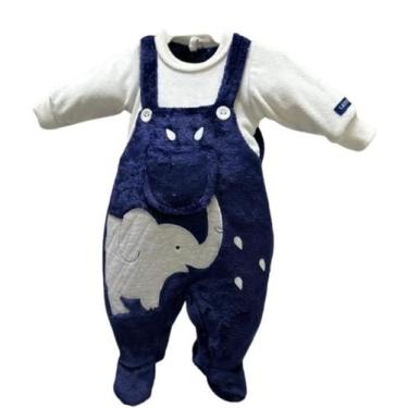 Imagem de Macacão Jardineira Bebê Menino Bordado Inverno Lessa B8934 - Lessa Kid