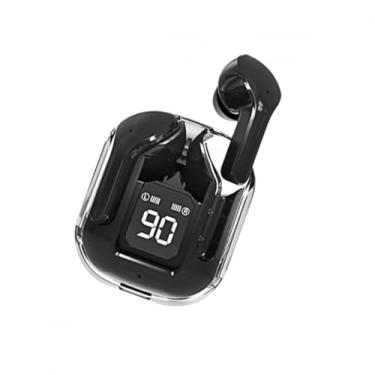 Imagem de Fones de Ouvido Intra Auriculares Bluetooth com Case de Carregamento Transparente, LED Digital, Versão 5.3,Várias Cores (Preto)
