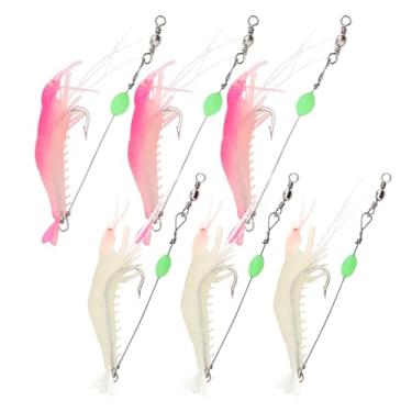 Imagem de OriGlam 10 iscas de pesca em água salgada iscas de camarão, iscas de camarão macias luminosas, iscas de camarão, isca de silicone artificial para pesca de camarão com ganchos para truta, robalo e