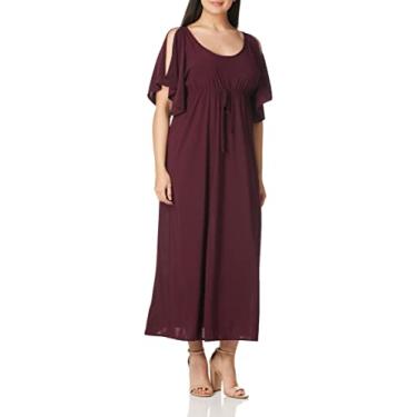 Imagem de Star Vixen Maxidress feminino tamanho único fenda manga esvoaçante com cordão império cintura, Roxa, GG