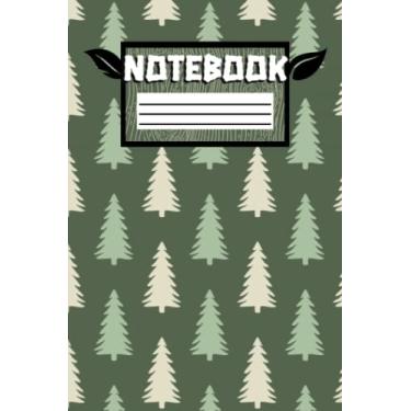 Imagem de 6"x9" Paperback Journal or Notebook with lined pages for kids, teens or adults | Green with Cute Little Trees | Office, study or school supplies: 80 pages (40 sheets)