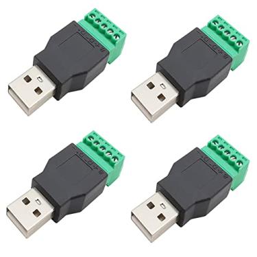 Imagem de Teansic Conector de bloco de terminais de parafuso USB 2.0 A, plugue macho sem solda USB A para terminais de parafuso fêmea de 5 pinos, conversor de conector adaptador portátil conectável (macho)