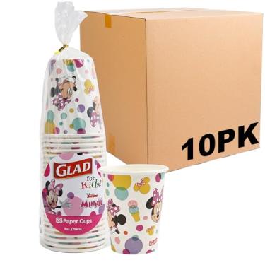 Imagem de Glad Copos de papel para crianças Disney Mickey & Friends 255 g com design de bolinhas | Copos de papel de bolinhas Mickey e amigos para uso diário | Pequeno 255 g, 24 unidades - pacote com 10