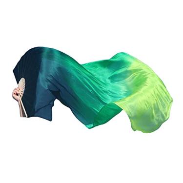 Imagem de Winged Sirenny Véu de seda único 59" (150 cm) adoração louvor dança do ventre bandeira ajustável (verde esmeralda)