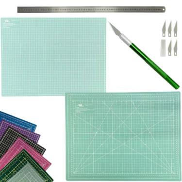 Imagem de Base Placa de Corte Dupla Face Autorregenerativa Caneta Estilete Bisturi Régua Inox 60cm Artesanato Patchwork Scrapbook (Tiffany)