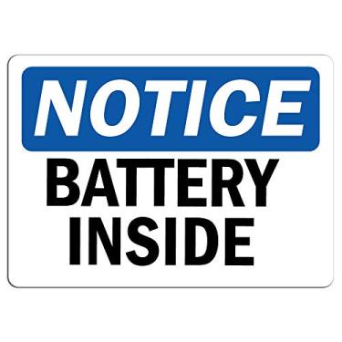 Imagem de Aviso - aviso de bateria dentro da placa | Adesivo adesivo adesivo de loja de varejo adere a qualquer superfície de 20 cm