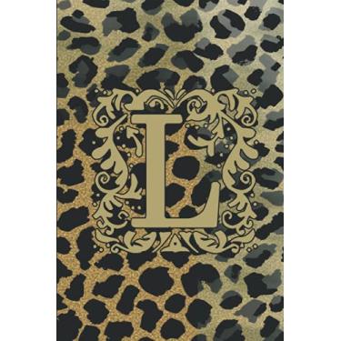 Imagem de L : L Monogram Notebook | L Initial Journal | Monogrammed Journals | Army Green leopard Print: Journal (6 x 9 in, 109 Pages, Lined Paper) - | Leopard print Monogrammed/Journals Notebook)