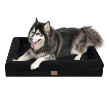 Imagem de Yiruka Cama XLarge impermeável para cães extragrande, cama de cachorro GG com capa lavável removível, 4 lados removível para animais de estimação com fundo antiderrapante, preta