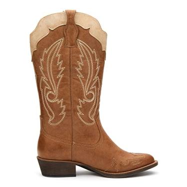 Imagem de Coconuts by Matisse Botas femininas de couro sintético Cisco com bico amêndoa, caubói, Bronzeado, 35