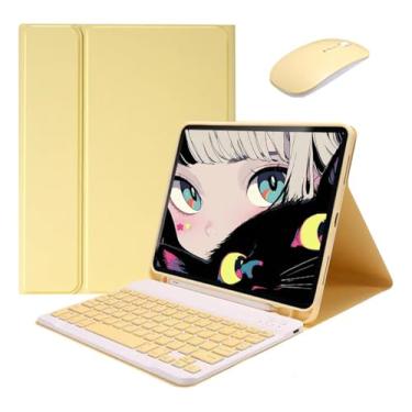 Imagem de Capa Tablet + Teclado Bluetooth + Mouse Para iPad Air4/Air5 10.9 Polegadas (amarelo, Teclado comum)