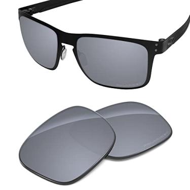 Imagem de Tintart Lentes de substituição de desempenho compatíveis com Oakley Holbrook Metal OO4123 com gravação polarizada, Prateado metálico - policarbonato polarizado, Tamanho �nico