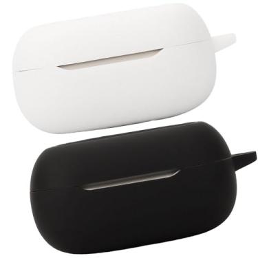 Imagem de Accdeny Capa de fone de ouvido compatível com jbl Live Beam 3, [suporta carregamento sem fio] [capa protetora à prova de choque] capa de silicone para fone de ouvido (preto-branco)