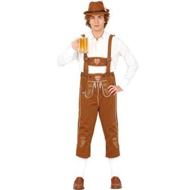 Imagem de Fantasia Alemão Adulto Masculina Oktoberfest de Luxo Marrom Bordado M 