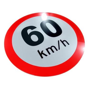 Imagem de Kit 5 Placas de Sinalização, Velocidade, Condomínio, 60km/h, Refletiva, 60cm, em ACM 3mm (alumínio composto)