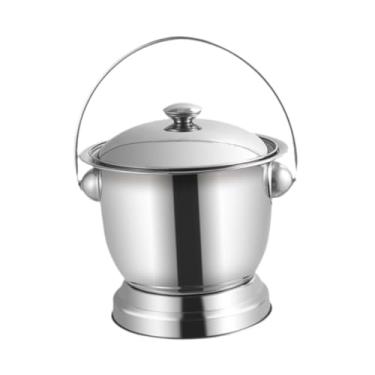 Imagem de Kokiya Mictório noturno, jarro de câmara, balde com tampa, alça portátil, mictório para banheiro, escarradeira de aço inoxidável para mulheres e homens