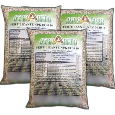 Imagem de Fertilizante Npk 04 30 10 - 3Kg Adubo Completo Rico Em (P) - AGROADUBO
