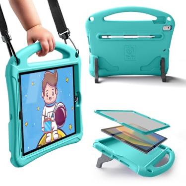 Imagem de Capa infantil Bam Bino Space Suit para iPad 9ª geração, iPad 8ª/7ª/10,2 polegadas | Capa leve com protetor de tela, alça, suporte, alça de ombro, suporte para lápis (turquesa)